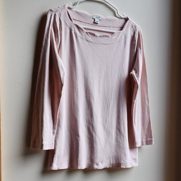 J. Crew Pink Scalloped Neckline Jersey Size Medium - Picture 1 of 14